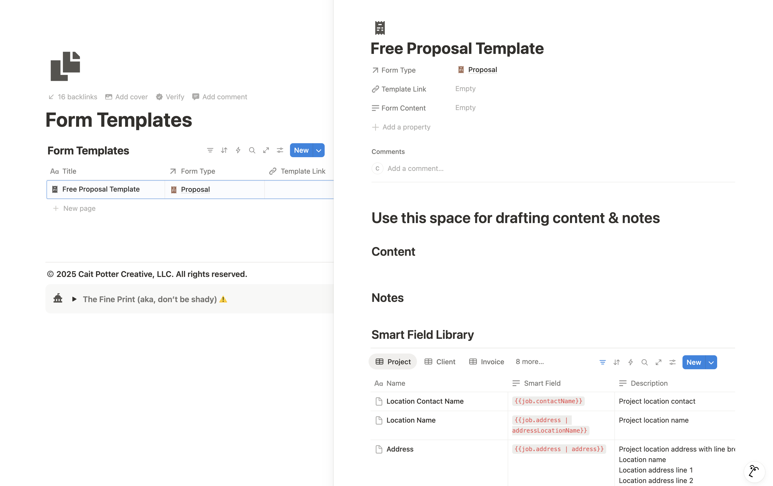 Form Templates - Cait Potter Knowledge Base