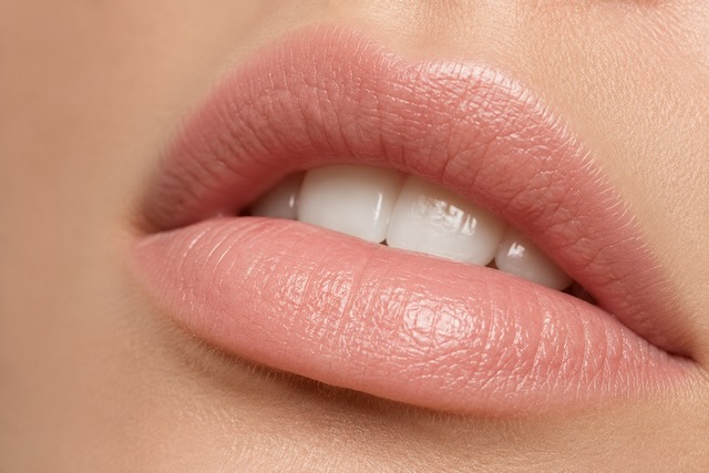Close-up of lips and lower facial proportions