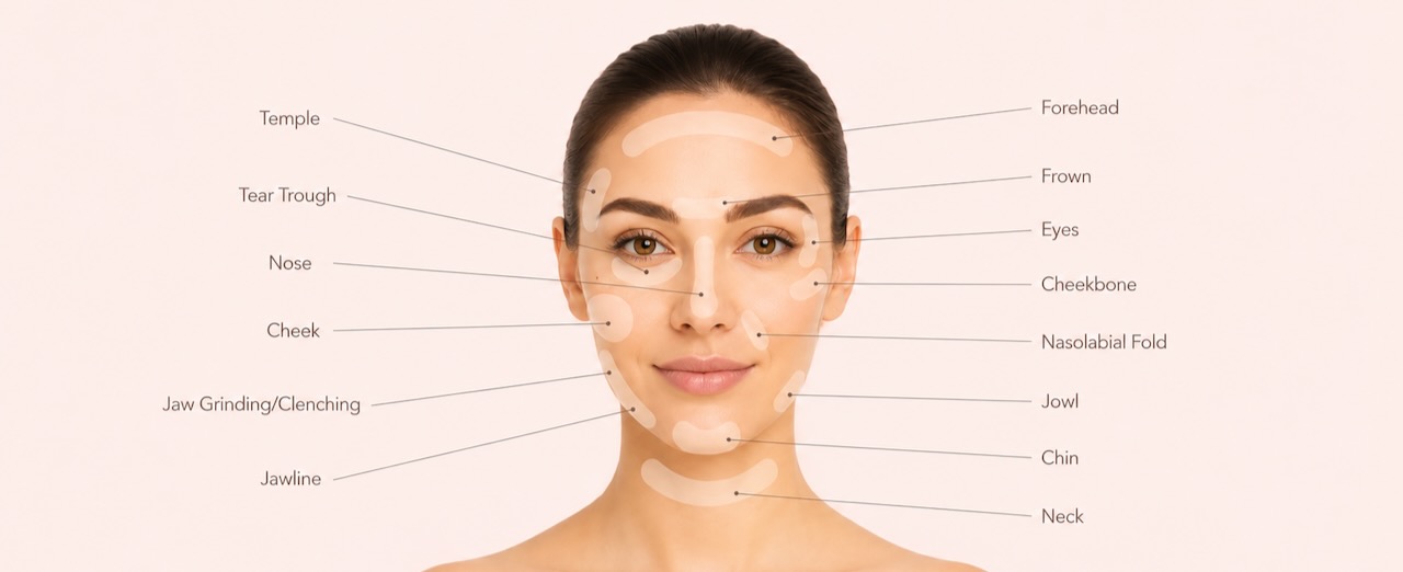 Facial areas assessed during consultation at Dermal Distinction