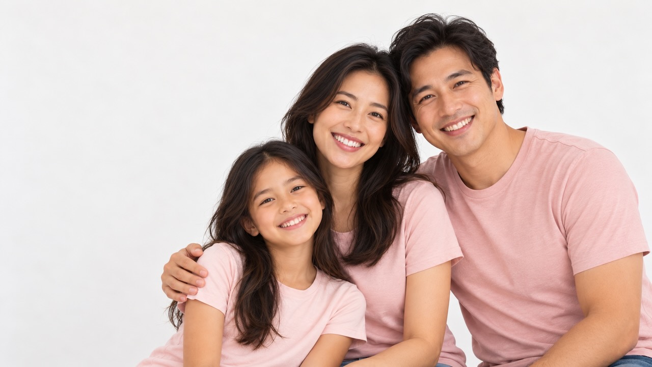 Smiling family together