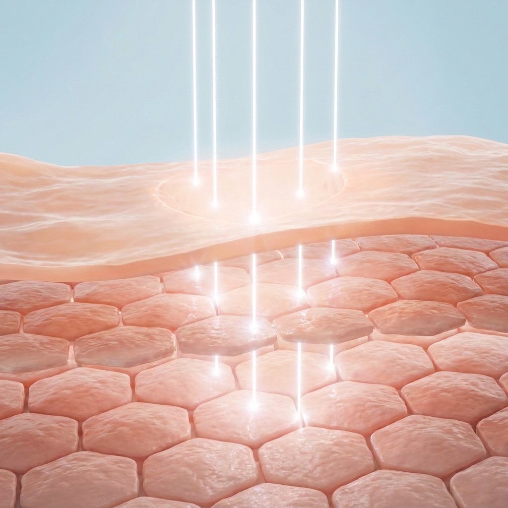 Illustration showing laser energy targeting different layers of the skin