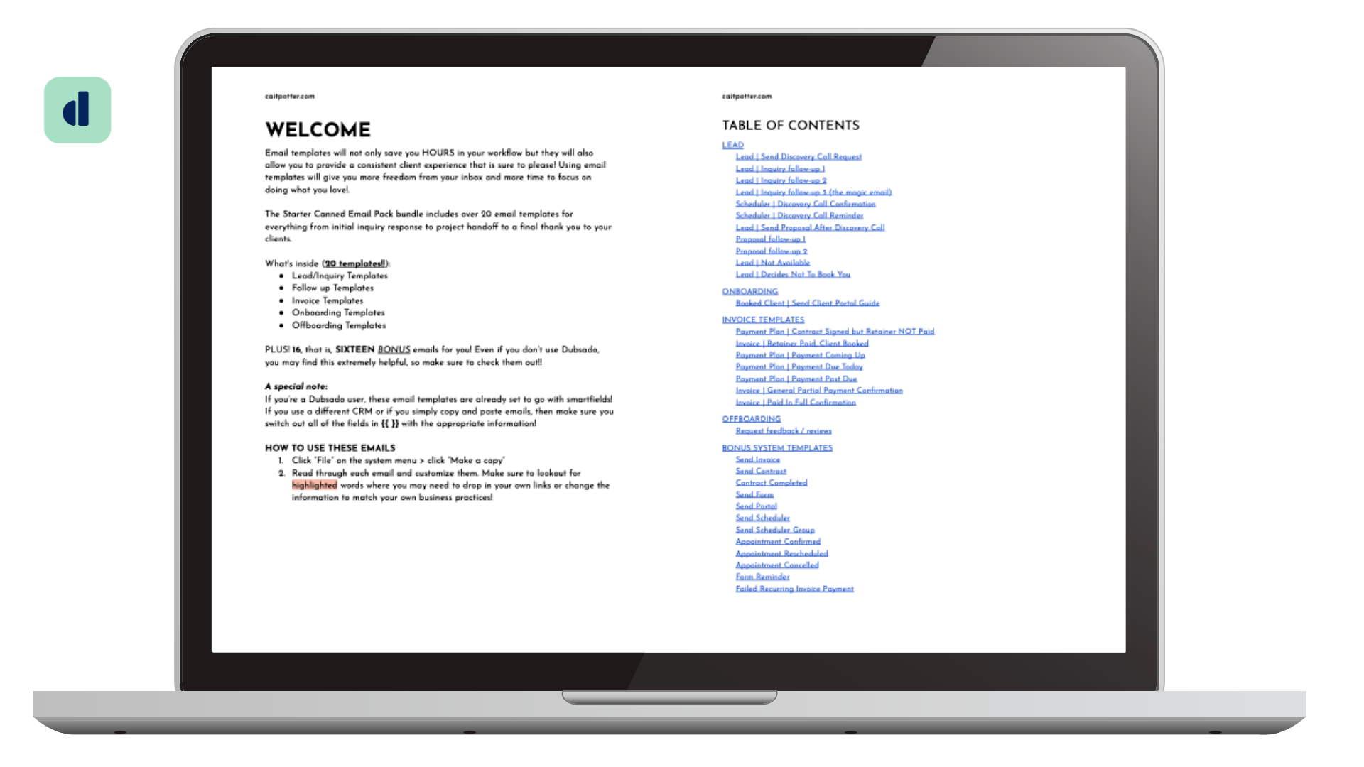 Dubsado Email Essentials Pack