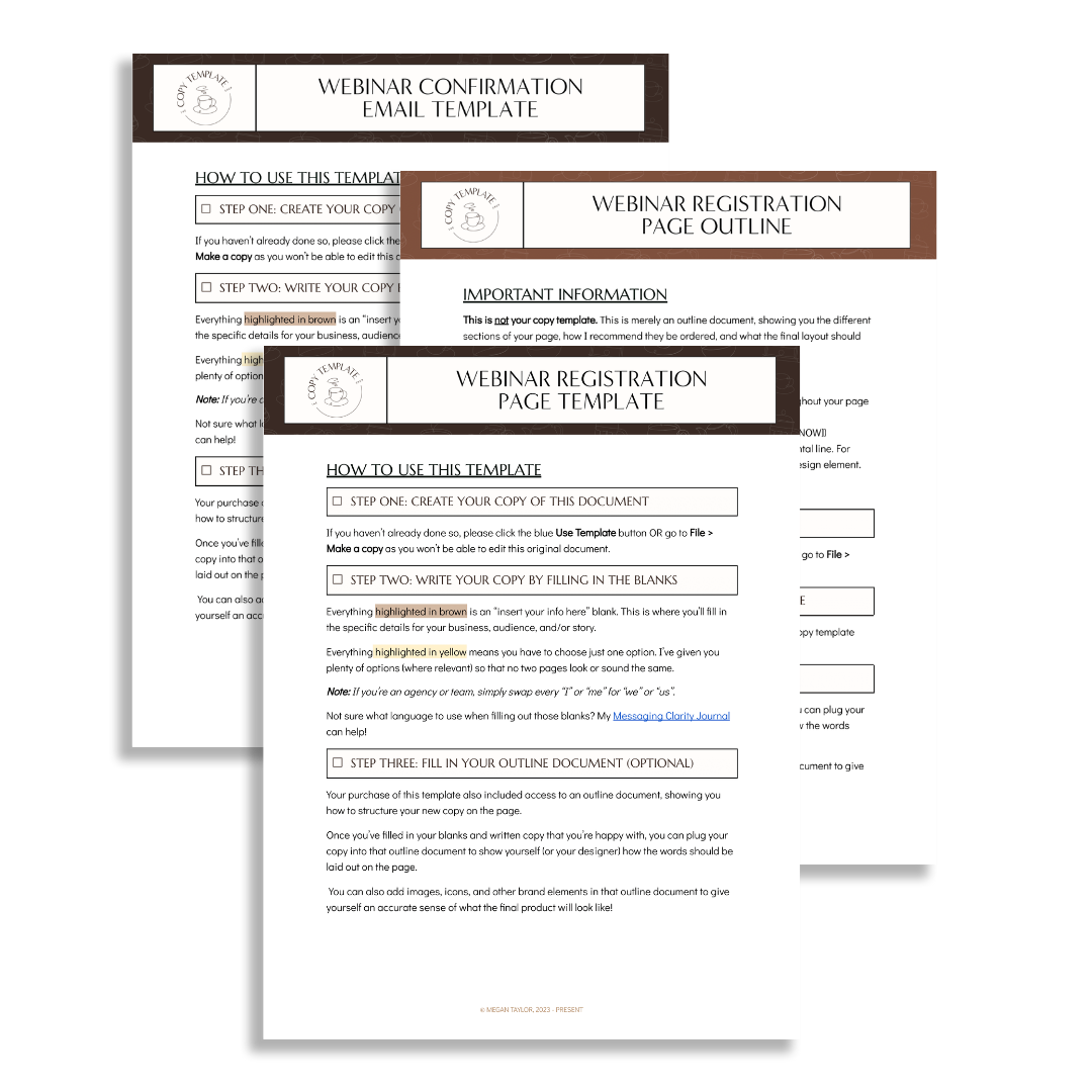 The Copy Template Shop by Megan Taylor Learning Hub