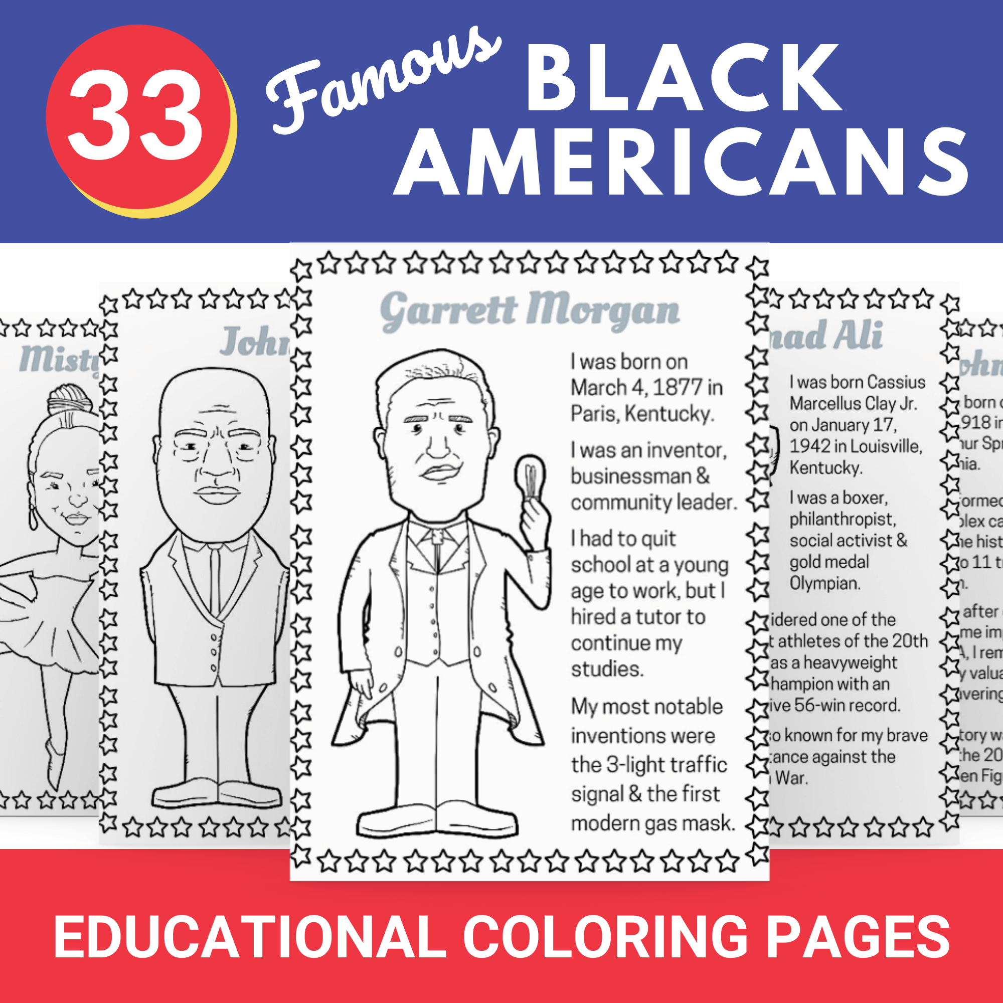 Famous Black Americans - 33 Coloring Handouts Famous Black Americans - 33 Coloring Handouts