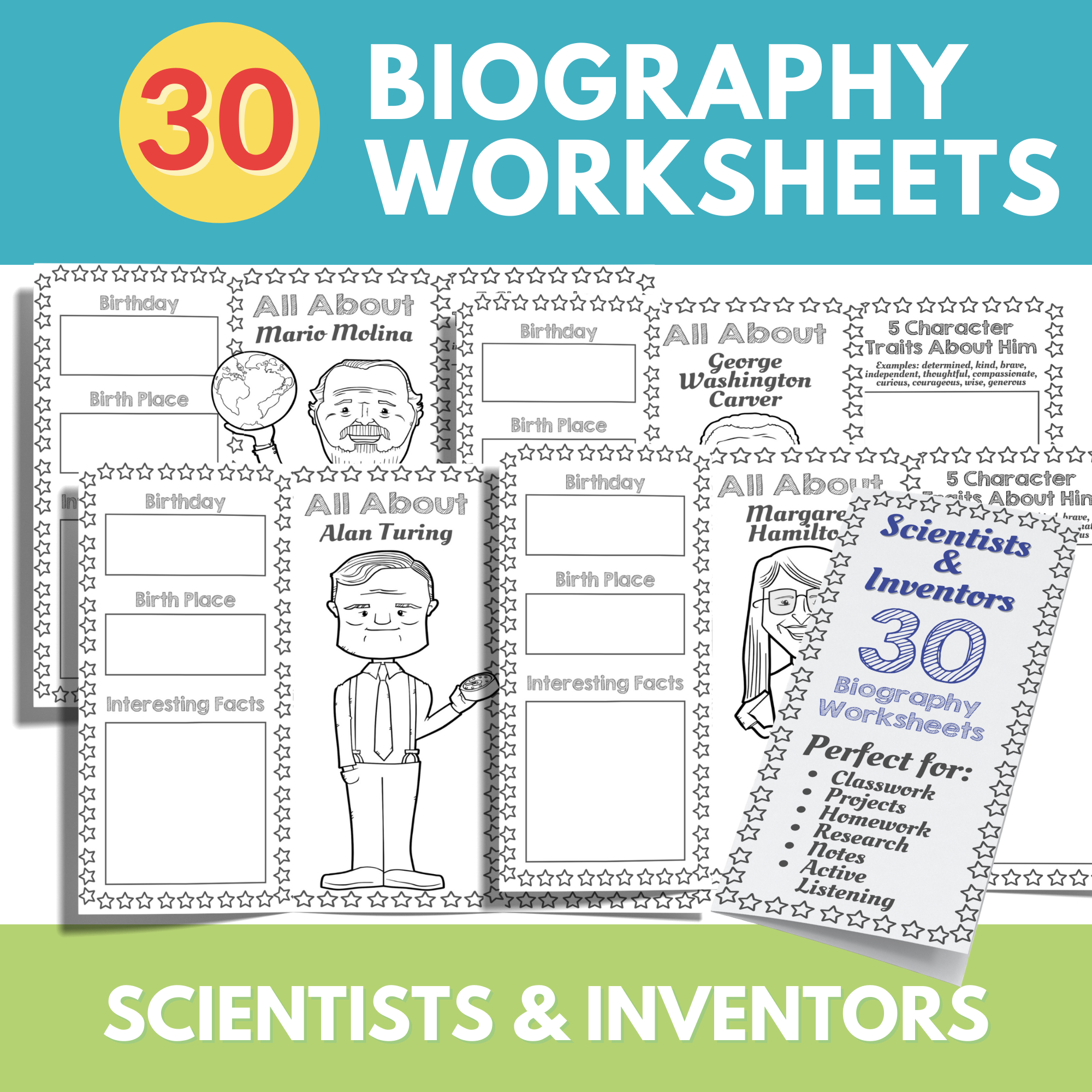 Scientists & Inventors - 30 Biography Worksheets