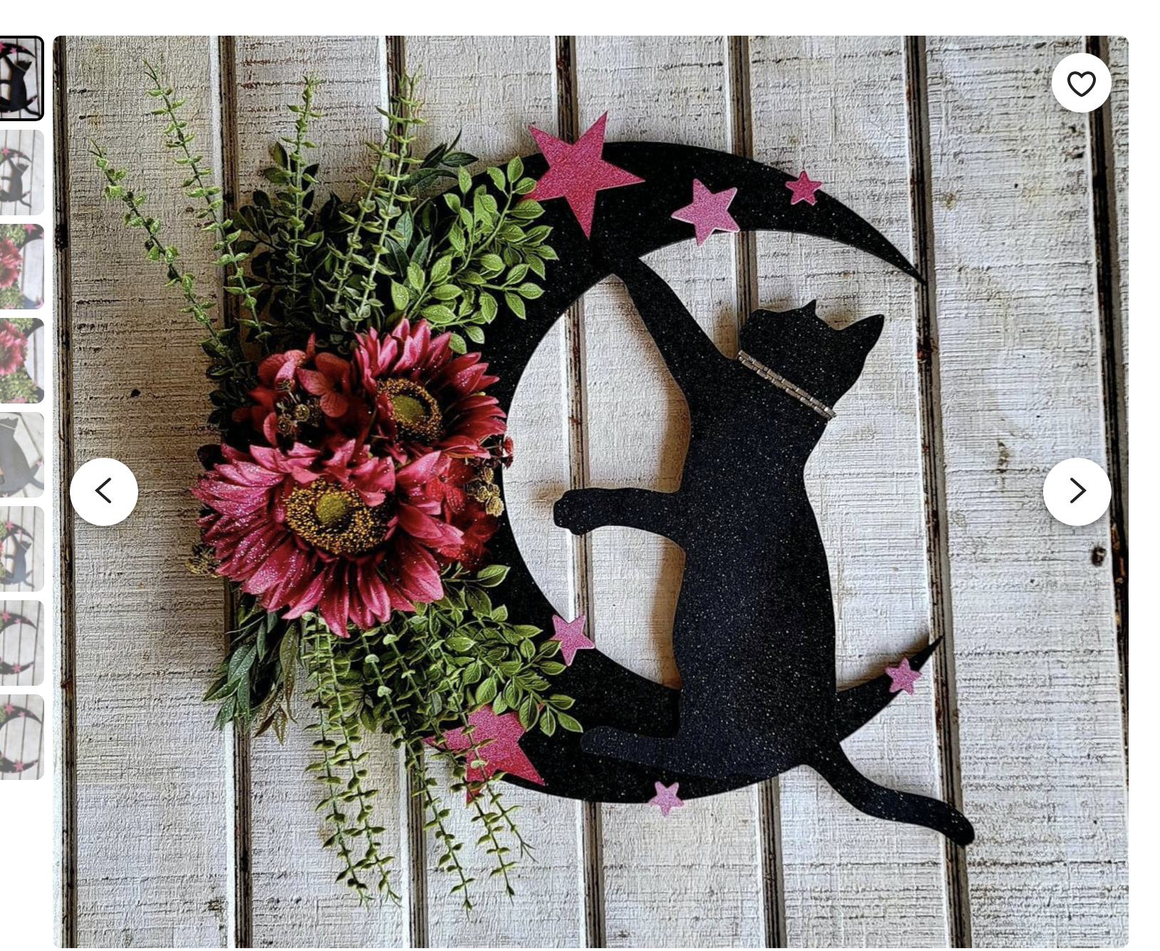 black cat wreath with sparkles and bright pink 