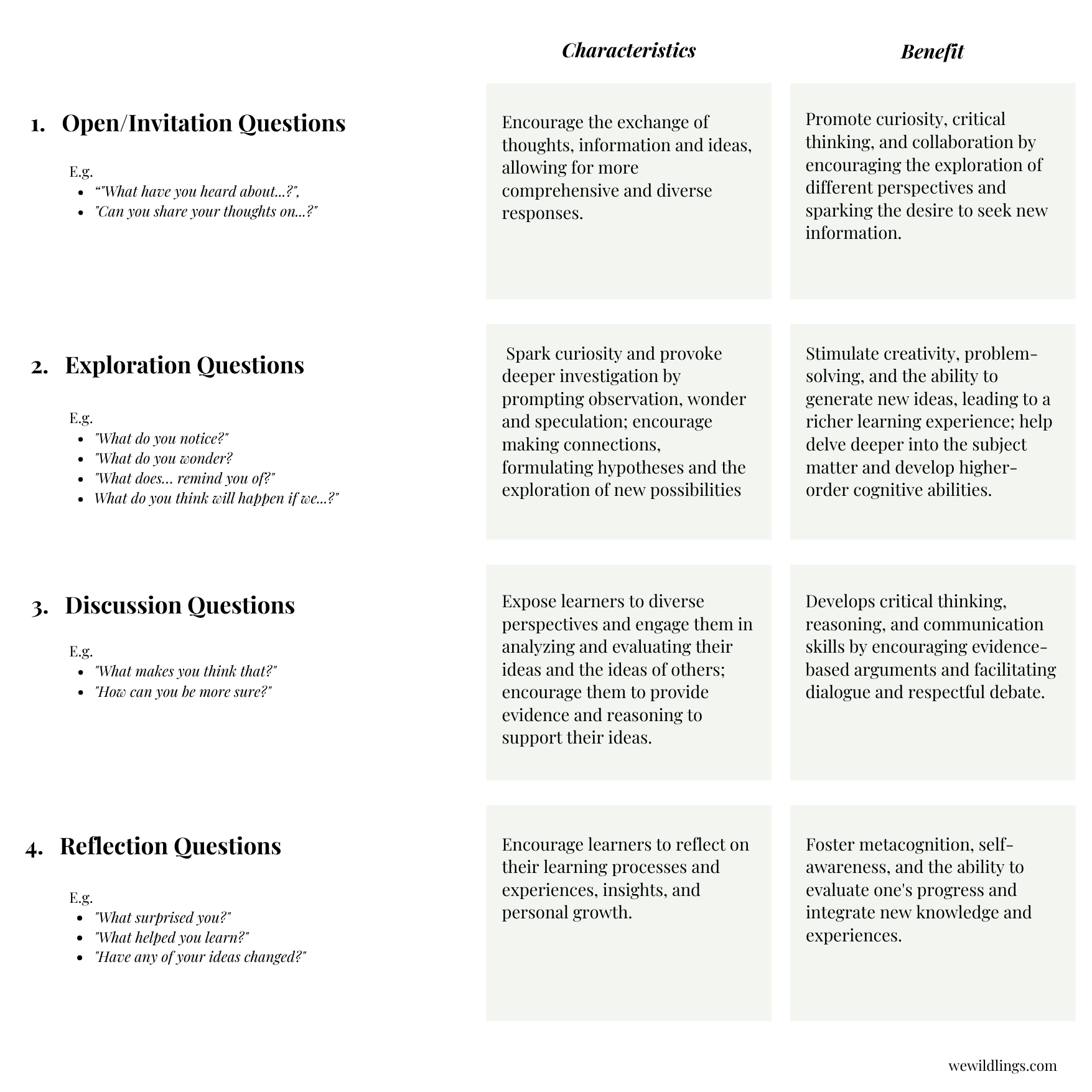 Productive Questions Examples WeWildlings